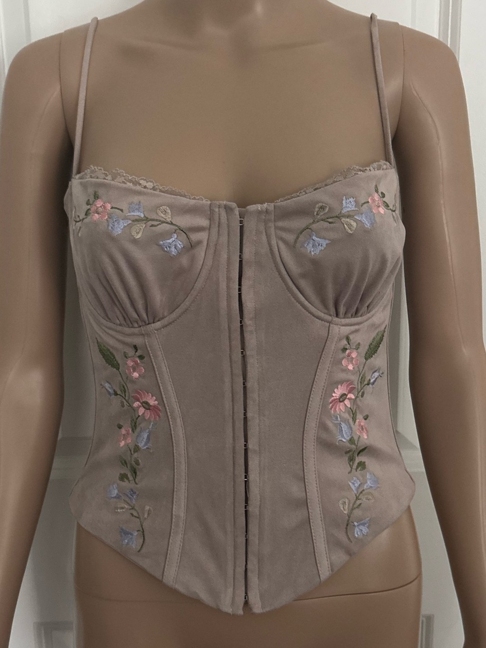 House of CB Dusty Lavender Embroidered Lace-Trim Corset Top - Picture 2 of 5